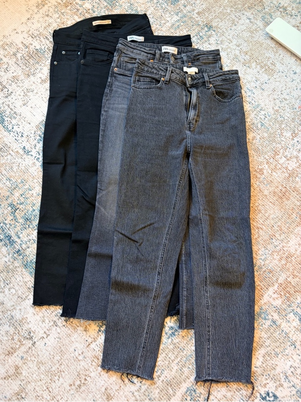 Zara Straight Leg Jeans Trio - Black & Charcoal